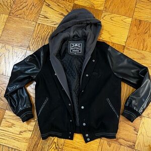 Buffalo David Bitton Black Hooded Varsity Jacket